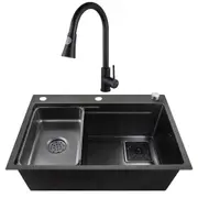 ACA Kitchen Sink 68x45CM Stainless Steel Sink Sinks Handmade Grey Black With Pull Out Kitchen Mixer Tap Set