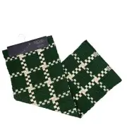 Rachel Roy Checkered Jute Table Runner 16x90 Christmas Holiday Green Cream New