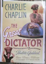 RARE THE GREAT DICTATOR CHARLIE CHAPLIN 1970'S VINTAGE MOVIE PIN UP POSTER