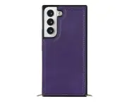 For Samsung Galaxy S21 FE Wallet Case with Strap - Purple