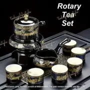 1 Set x Rotary Teapot & Teacups Set, Semi-Automatic Classic Ceramic Tea Set