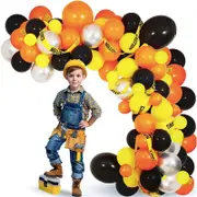 107PCS Construction Balloon Garland Arch Kit Party Supplies Orange Black Yellow Latex balloons Birthday Baby Shower Party Decorations