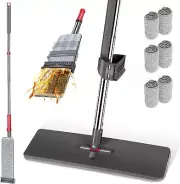 Microfiber Mop for Floor Cleaning,Self Wringing Flat Cleaning Mop with 6