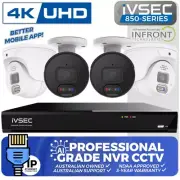 IVSEC 8MP 4K-UHD AI 2TB 8CH 2xBullet + 2xDome Cameras IP NVR CCTV Kit (8x4)