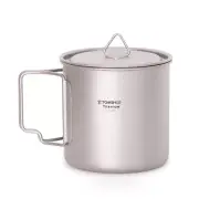 TOMSHOO Titanium Cup 650ml Pot with Foldable Handle Lightweight and Durable Q2Q1