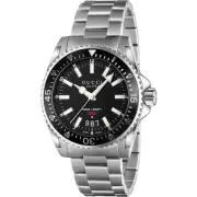 Gucci Dive Quartz Large Black Dial Black Bezel Bracelet Men's Watch YA136301A