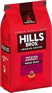 Hills Bros Gourmet Whole Bean Coffee, Medium Roast -100% Arabica Coffee Beans –Smooth, Full-Bodied Medium Blend Coffee with Subtle Chocolate Notes (24 Oz. Bag)