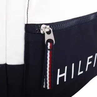 【Tommy Hilfiger】白字母標誌帆布手提後背包(紅x藍x白)