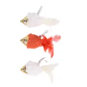 Meow & Me Woodland Cat 3 Piece Feather Plush Fish Cat Toy