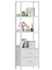4-Tier Corner Shelf, Bookshelf with 2 Storage Drawers, 57.28”Tall 4 Tier White