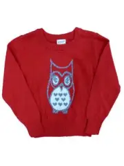 Girls & Toddler Red Glittery Owl Pullover Sweater 4T