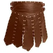Mens Real Cowhide Leather Brown Heavy Duty Gladiator Pleated Kilt Halloween LARP