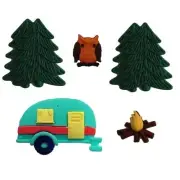 Happy Camper - Shelly's Buttons - Outdoor / Wilderness - Sewing Craft Scrap