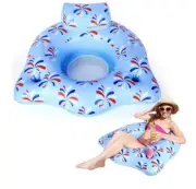 47 Inch Patriotic Inflatable Pool Floats Heavy Duty W/Cup Holder 2 Grip Handle