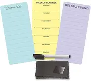 XOXOMags Mini Fridge Magnet Write-Erase Planner Board - for Daily and Weekly Tasks, Meal Planner, Organizer, Shopping Checklists for Home and Office (Pastel Combo 1)