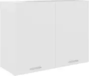 vidaXL Hanging Cabinet Storage Unit Shelf Rack Wall Mounted Cupboard Organiser Home Indoor Kitchen Equipment Furniture White Engineered Wood