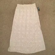 Old Navy Skirt Medium Gray Geometric Maxi Long Slit Half Lined Pull On New