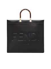 Fendi Sunshine Medium Black Leather Shopper