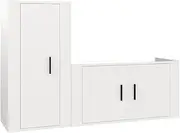 2 Piece TV Cabinet Set - High Gloss White Engineered Wood, Modern TV Stand for Living Room, Space-Saving Storage Unit & Entertainment Center, Durable & Stylish