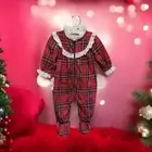Lanz of Salzburg Christmas Footed Sleeper PJs Red Tartan Plaid Baby 0-3M Girl