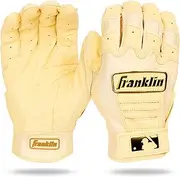 Franklin Sports MLB Baseball Batting Gloves - CFX Pro Adult + Youth Batting Gloves Pair - Baseball + Softball Gear - Premium Pro-Quality Leather - Vanilla/Gold - Youth Small