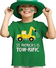 [Tstars] St. Patrick's Day Gift Clover Tractor Toddler Kids T-Shirt 3T Green