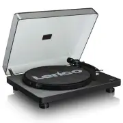 Retro Turntable Vinyl Record Player Set Stereo System Belt Drive Black Wood Deck