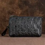 [TATSEN] European and American Style Simple and generousClutch Bag Men's File Bag Embossed Clutch Envelope Zipper Bag (Color : Argento, Size : 16 * 18 * 8cm)