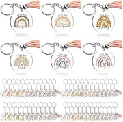 [Unittype] Boho Rainbow Key Chain Inspirational Keychain Thank You Gifts for Coworkers Appreciation Acrylic Tassels Keychain