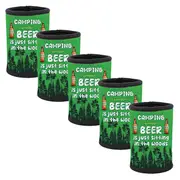 5pc Camping Without Beer Neoprene Stubby Holder Sleeve For 375ml Bottles/Cans