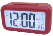 Light Sensor Alarm Clock W/ Backlit Display Portable Battery Operated Pink