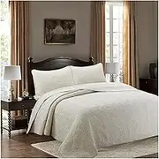 3-Piece Full/Queen King Quilt Sets with Pillow Shams 100% Cotton Full/Queen King Bedding Bedspread Reversible Coverlet Set for All-Season (Color : A, Size : 270x250cm-106x98 inch)