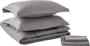 Queen Comforter Set 8 Piece Bed in a Bag with Bed Skirt, Fitted Sheet, Flat Sheet, 2 Pillowcases, 2 Pillow Shams, Queen, Greek Key Gray
