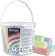 Westcott Street Chalk Pastel, Pack of 20 Colourful Street Chalks for Children in Practical Transport Bucket, Easy to Clean, Suitable for Asphalt, Blackboard or Stone, E-744985 00