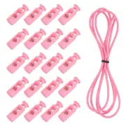 40 Pcs Double Hole Cord Locks with Elastic Cord, Pink