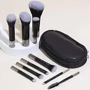 Portable ON THE GO Makeup Brush Set, COSHINE 10pcs Easy-taken Mini Full Complete Function Cosmetic Brushes Kit with Brush Pouch (black)