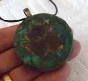 TACHYON ORGONE PENDANT Malachite & Apache Tears PERSONAL POWER & PROTECTION