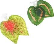 COMPUKAS 2Pcs Artificial Leaf Ornaments for Reptile Tanks Safe Plastic Leaf Decor for Fish Tanks Betta Fish Turtles Lizards Lifelike Aquarium Plants for Enhanced Activity