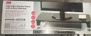 3M Adjustable Monitor Stand, 4-Port USB Hub, 21.6 in x 9.4 in, Black