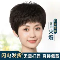 在飛比找蝦皮商城精選優惠-中老年假髮女全頭套超自然遞針真頭髮媽媽透氣短直髮40到50歲