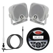 4" Marine Waterproof Gauge Bluetooth Radio+4"Box Surface Mount Speakers+ Antenna