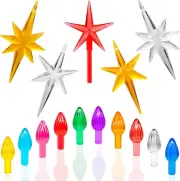 KonohaELF Ceramic Christmas Tree Bulbs 117 Multicolor Lights & 5 Topper Stars