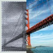 String art of the Golden Gate Bridge