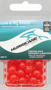 6 Packs of 50 Hurricane Red Lure and Rig Fishing Beads 8mm (300Total)