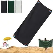 Outdoor Magnetic Bath Towel, Multi-Purpose Anti-Slip Quick-Dry Sand-Resistant Towels with Magnetic Closure, for Beach, Pool, Travel, Gym & Camping (Black)
