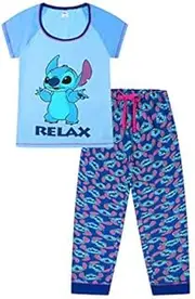 [Disney] Lilo and Stitch Relax Light Blue Long Ladies Pyjamas