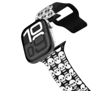 Apple Watch Series 10 (46mm) Impact Band SKULL IN THE CROWD, WHITE WATCH BAND - HALLOWEEN SKULLS SPOOKY SKELETON BLACK WHITE CREEPY PATTERN By Ebi Emporium
