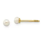 14K Yellow Gold 3mm FW Cultured Pearl Stud Earrings Madi K Children's Jewelry