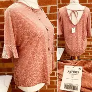 NEXT BNWT Size 20 Dusky Pink Velvet Floral Top Stretchy Evening Holiday Party L9