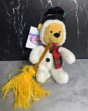 Disney Store - Snowman Winnie The Pooh - 8" Bean Bag Plush - NEW WITH TAGS